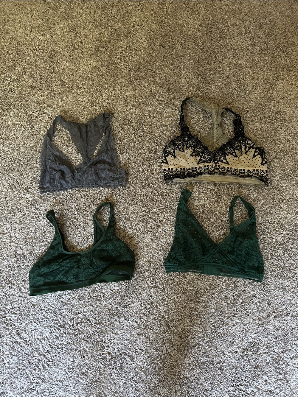 Bundle Victoria’s Secret Free People Aerie Lace Bralette Gray, Green, Tan black